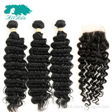 cheap 4*4 quality virgin peruvian human deep wave hair bundles